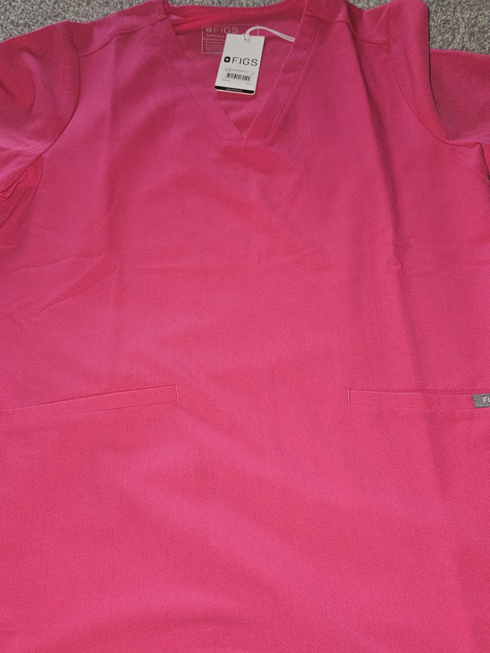 FIGS Women’s Casma V-Neck Scrub Top in Hot Pink